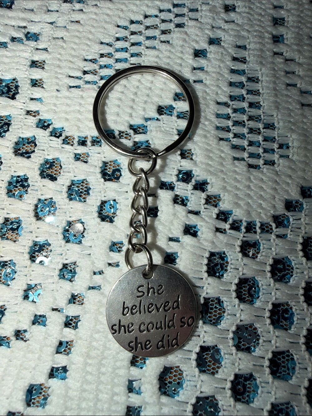 Inspiring Silver 'She Believed She Could' Keychain